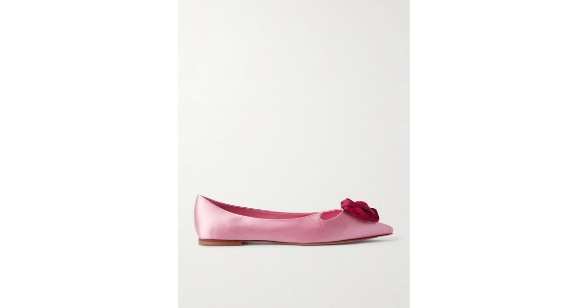 Rodger Cut Out Roger Vivier Rose Vivier Embellished Cutout Satin Ballet Flats in Pink ...