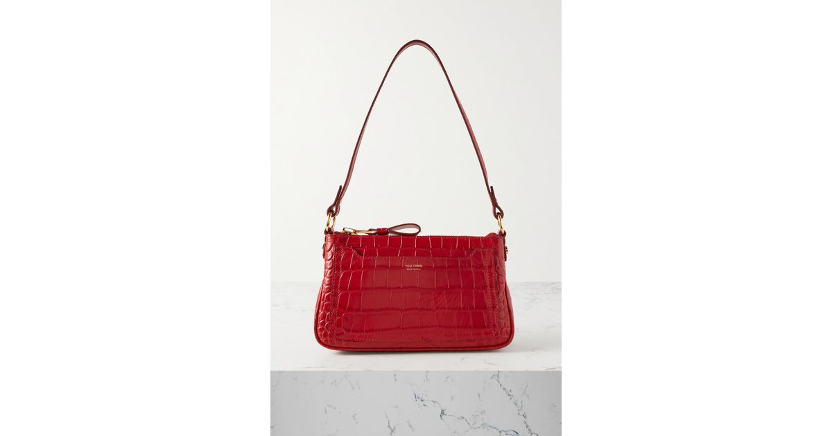Tom Ford Croceffect Leather Mini Shoulder Bag in Red Lyst