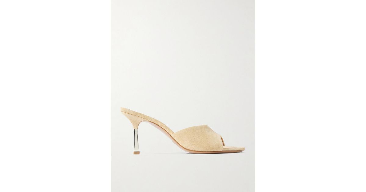 Paris Texas Lorena Suede Mules in Natural | Lyst