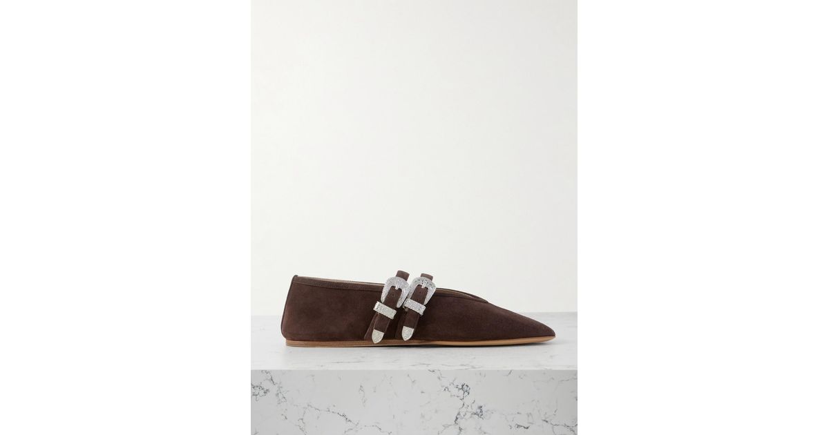 Le Monde Beryl Claudia Suede Mary-Jane Ballet Flats in Brown | Lyst UK