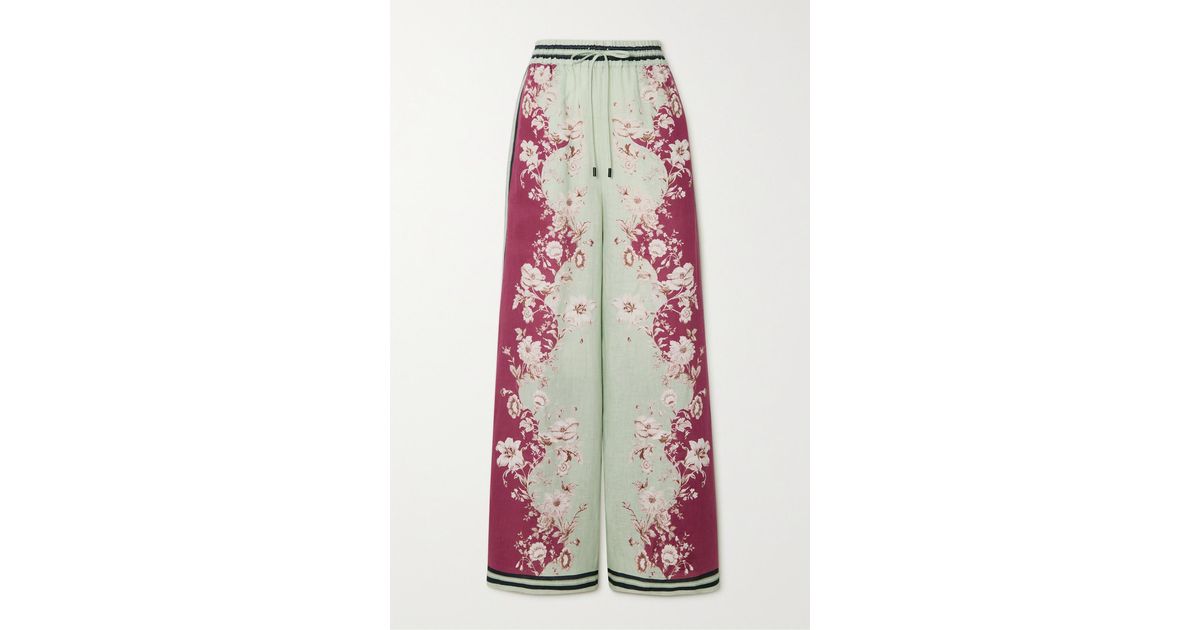 ALÃMAIS Marlow Printed Wide-leg Linen Pants in Purple (White) | Lyst