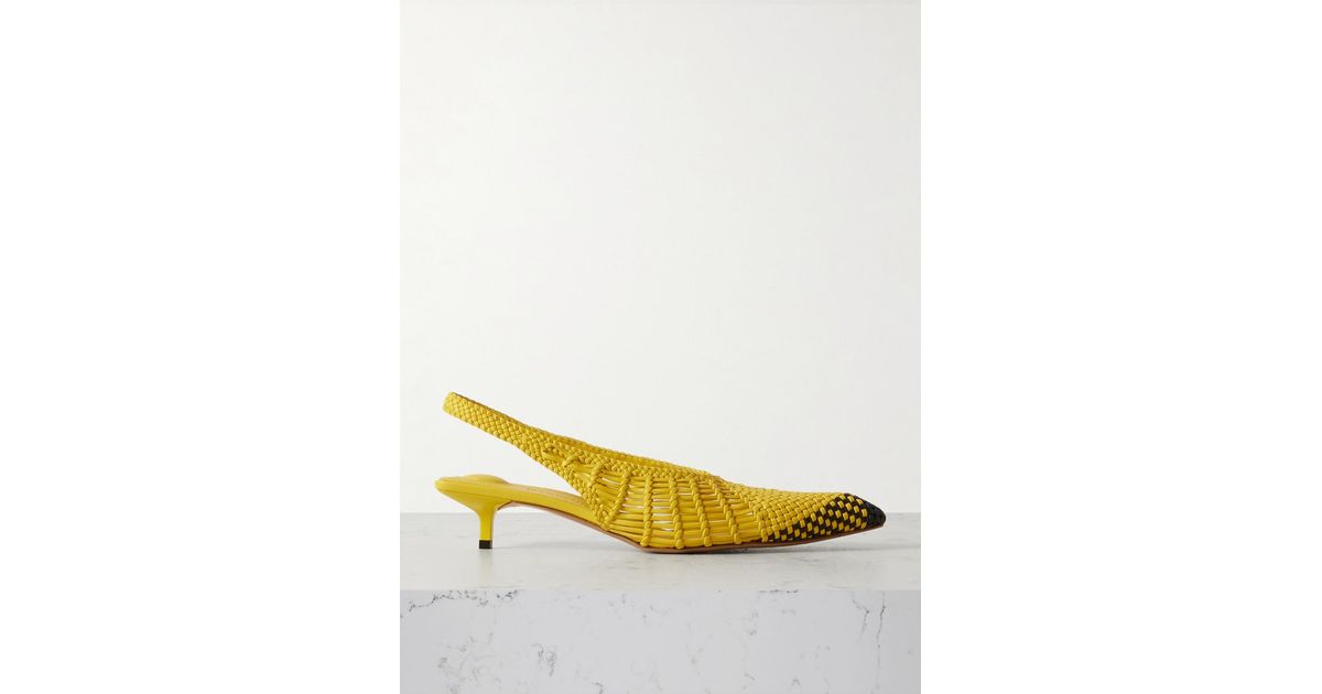Jacquemus Cubisto Banane Leather Slingback Pumps in Yellow