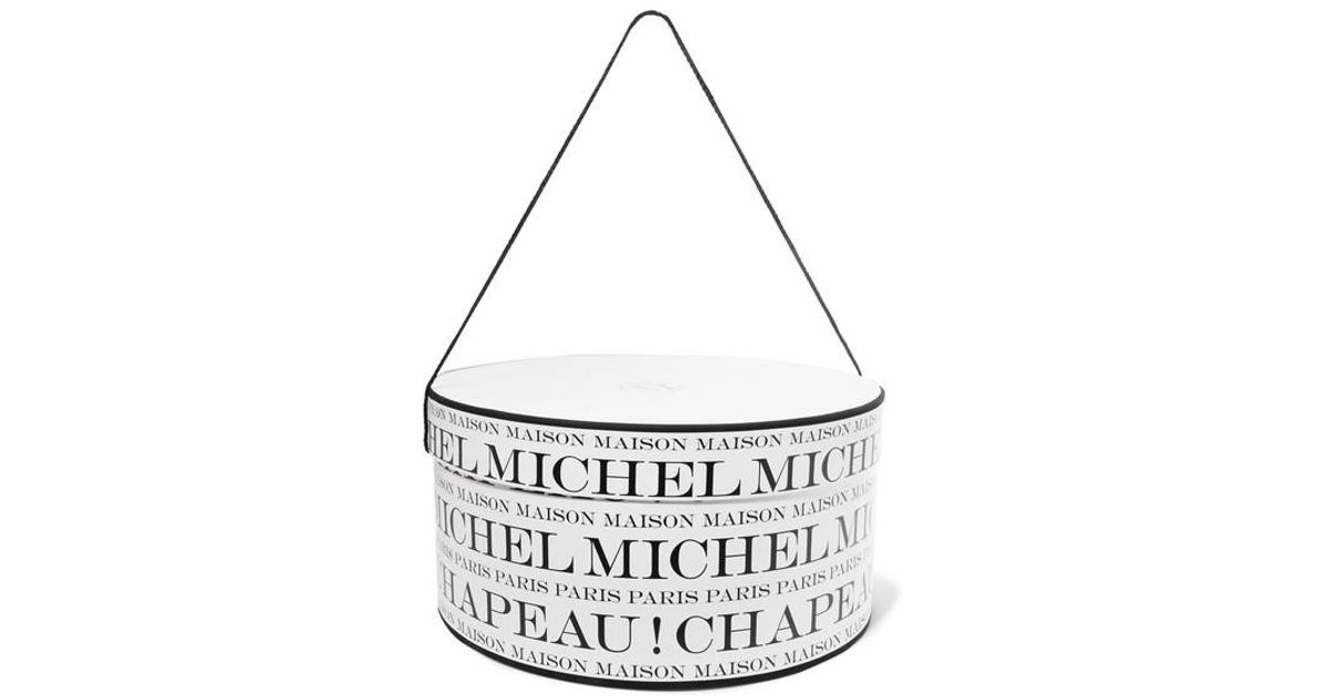 Maison Michel Printed Hat Box in White 