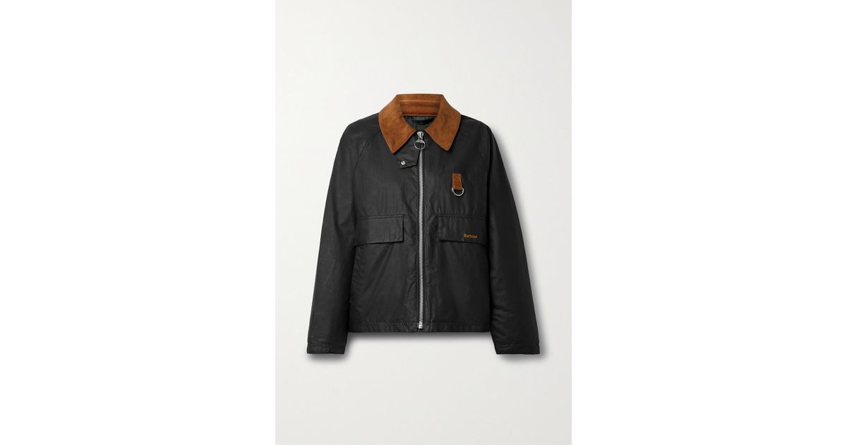 Barbour Eddleston Corduroytrimmed Waxedcotton Jacket in Black Lyst