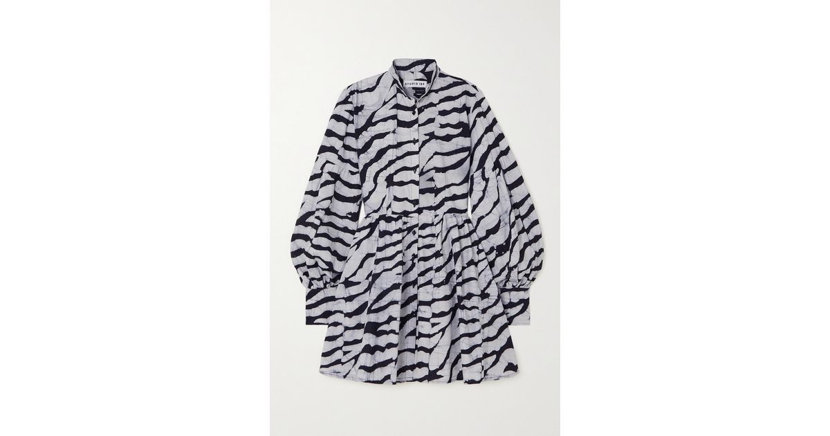 Studio 189 Zebra-print Cotton Mini Dress in Gray | Lyst
