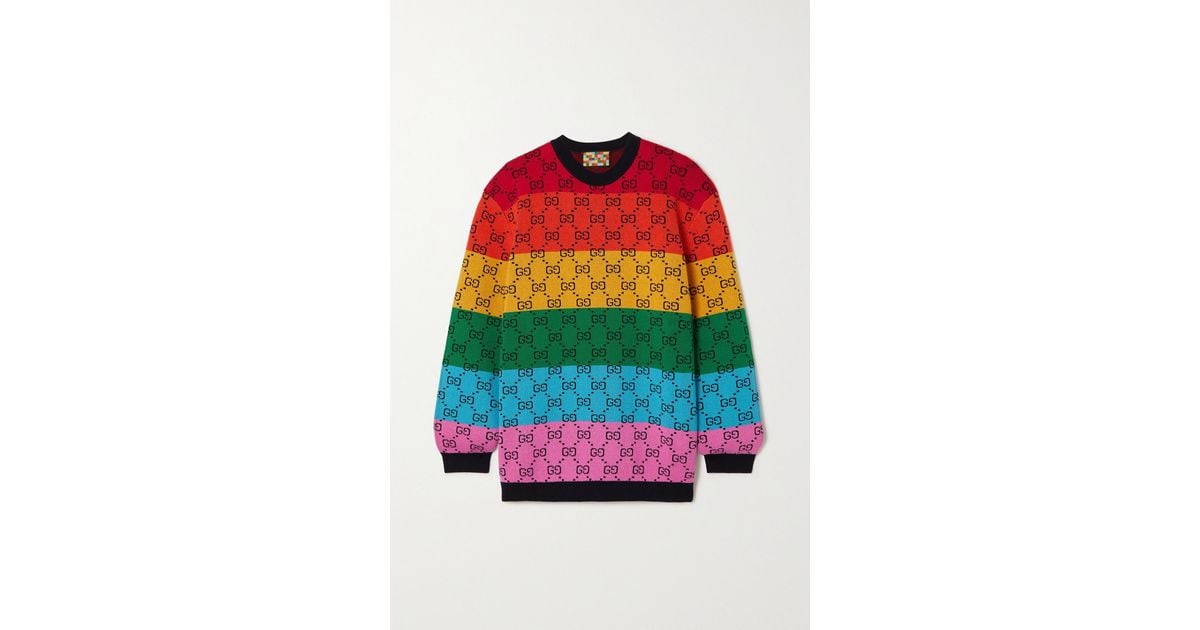 Gucci Gg Multicolour Intarsia Wool And Cotton-blend Sweater in 