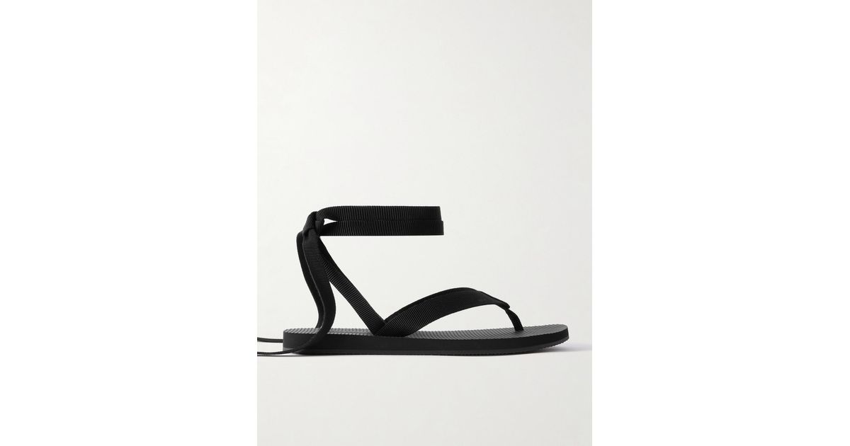 The Row Dune Knot Cotton-Blend Grosgrain Sandals in Black | Lyst