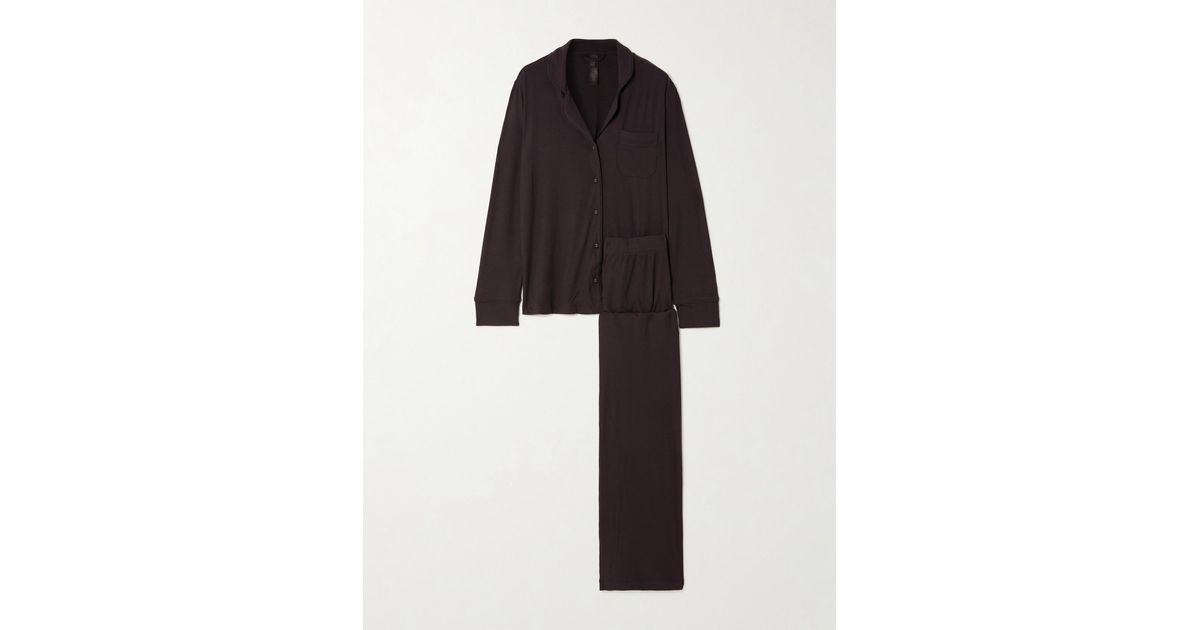 Skims Set Ribbed Skims Soft Lounge Rib Sleep Set in Black | Lyst