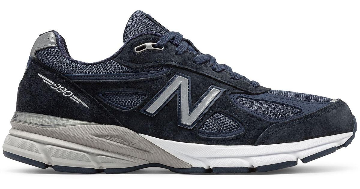New Balance Leather 990v5 in Navy/Silver (Blue) for Men - Lyst