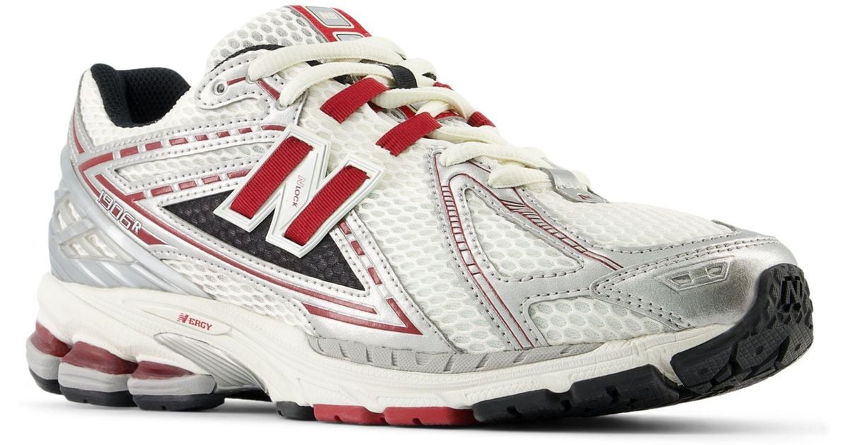 New Balance 1906r In Grey/red/white Synthetic Lyst UK