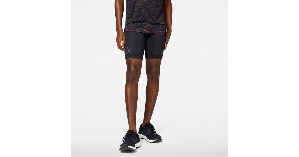 New Balance Nyc Marathon Q Speed 9 Inch Half Tight in Black (Blue) for Men Lyst