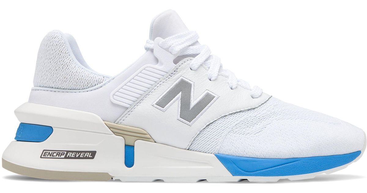new balance 997 sport white with light cobalt