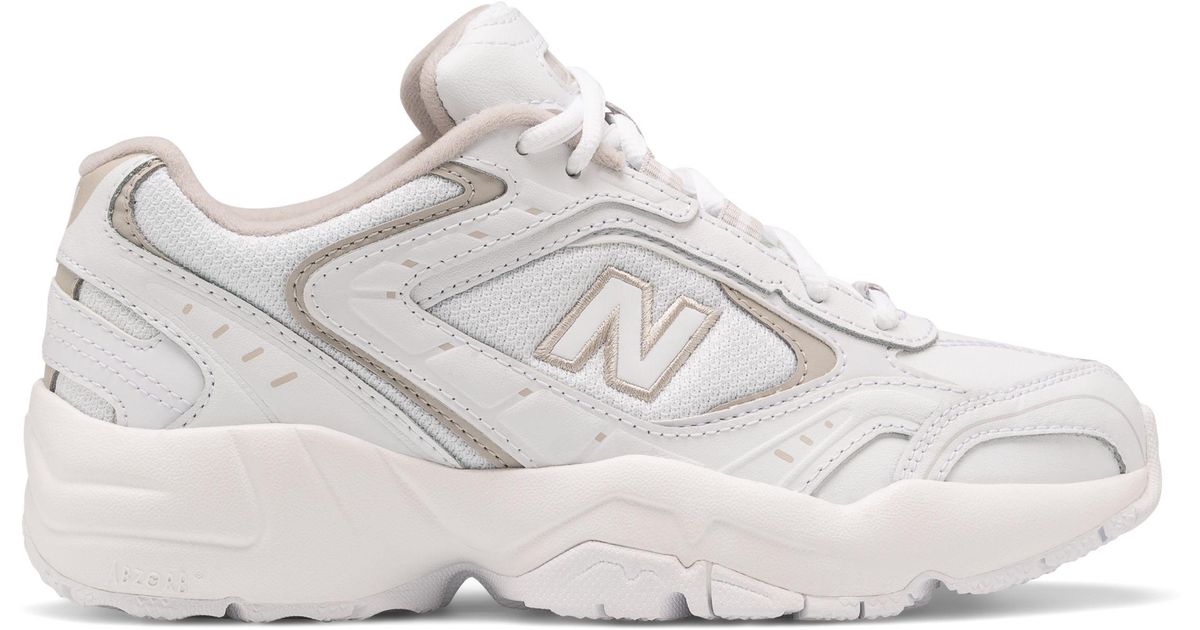 new balance 452 white with light cliff grey & black