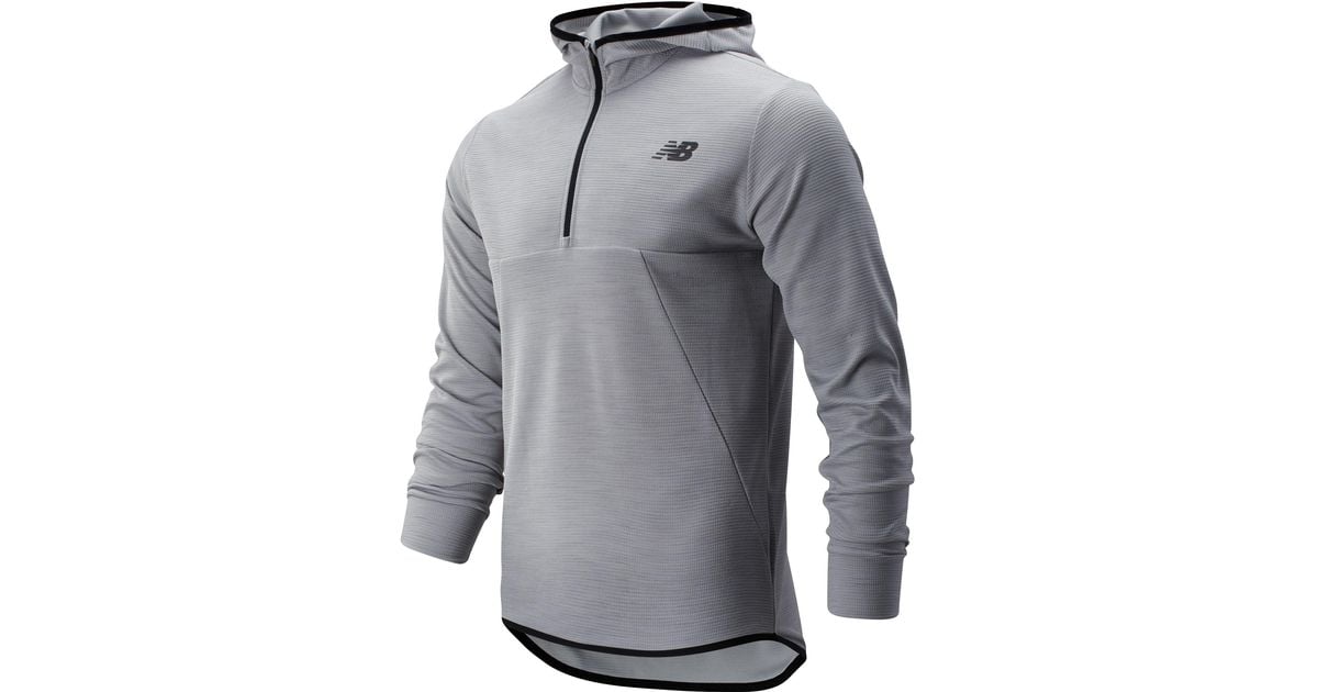 New Balance Tenacity Hooded Qtr Zip in Gray for Men - Lyst