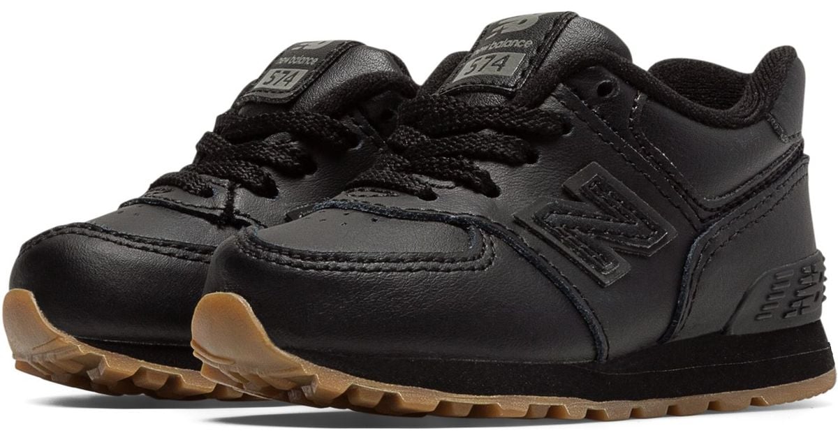 New Balance 574 Leather in Black for Men Lyst