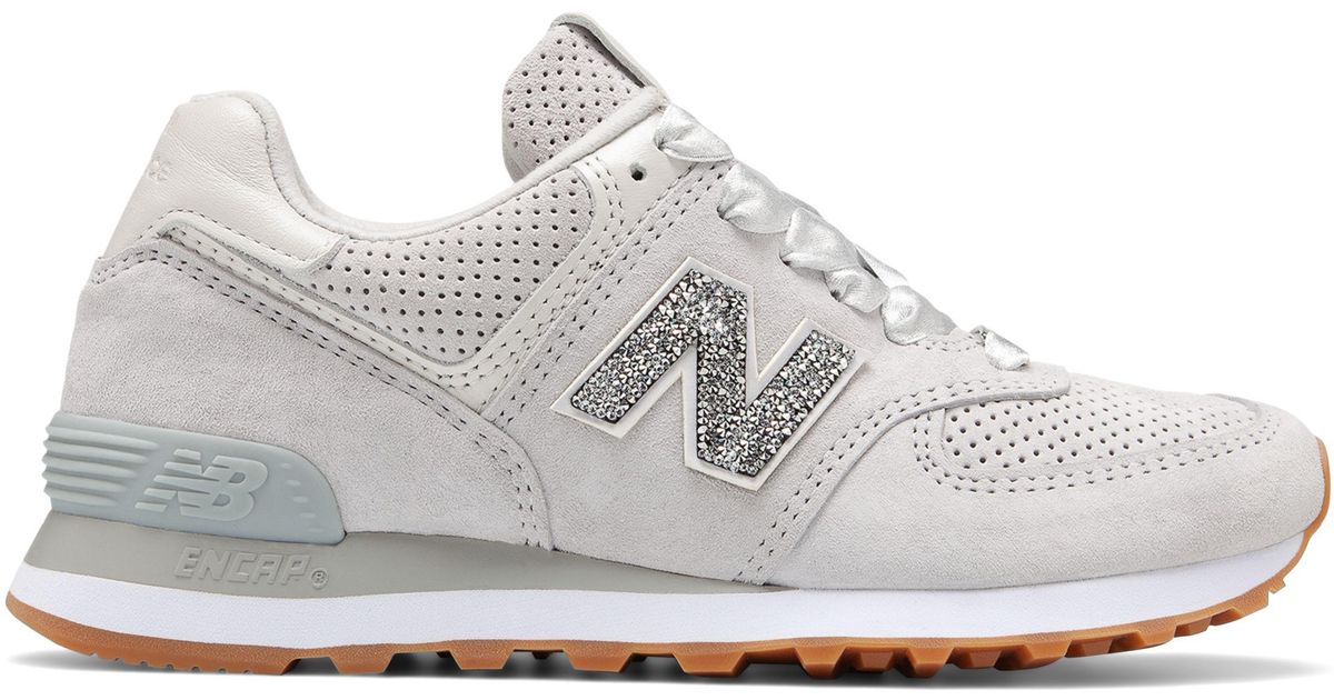 New Balance Limited 574 With Swarovski Crystal in Gray | Lyst