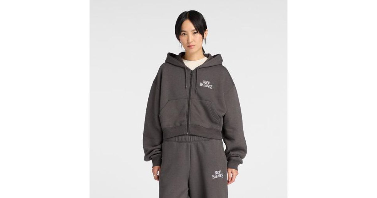 New Balance Trackside Fleece Full Zip in Gray | Lyst