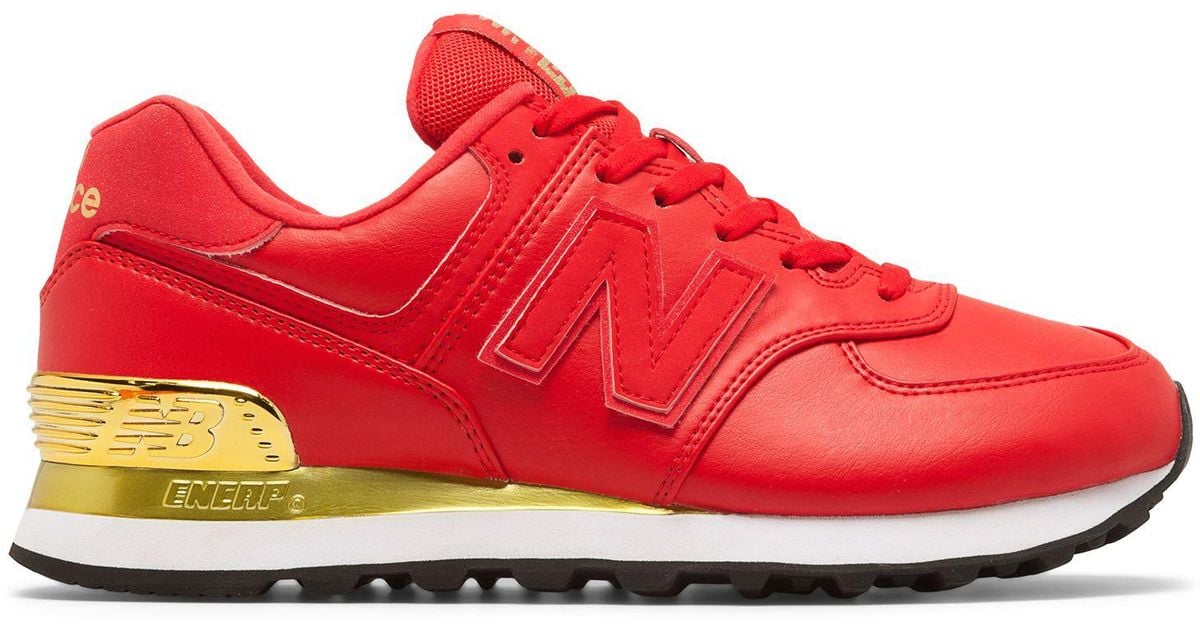 New Balance Rubber 574 Gold Dip in Red 
