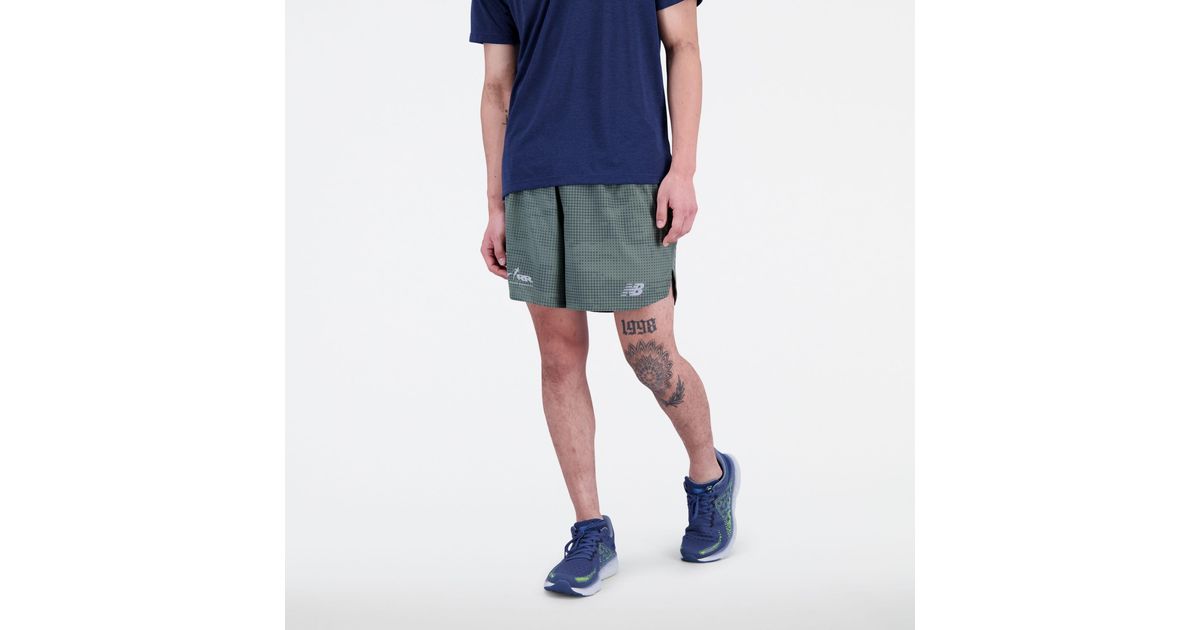 New Balance Run For Printed Impact Run Inch Short in Blue for Men | Lyst