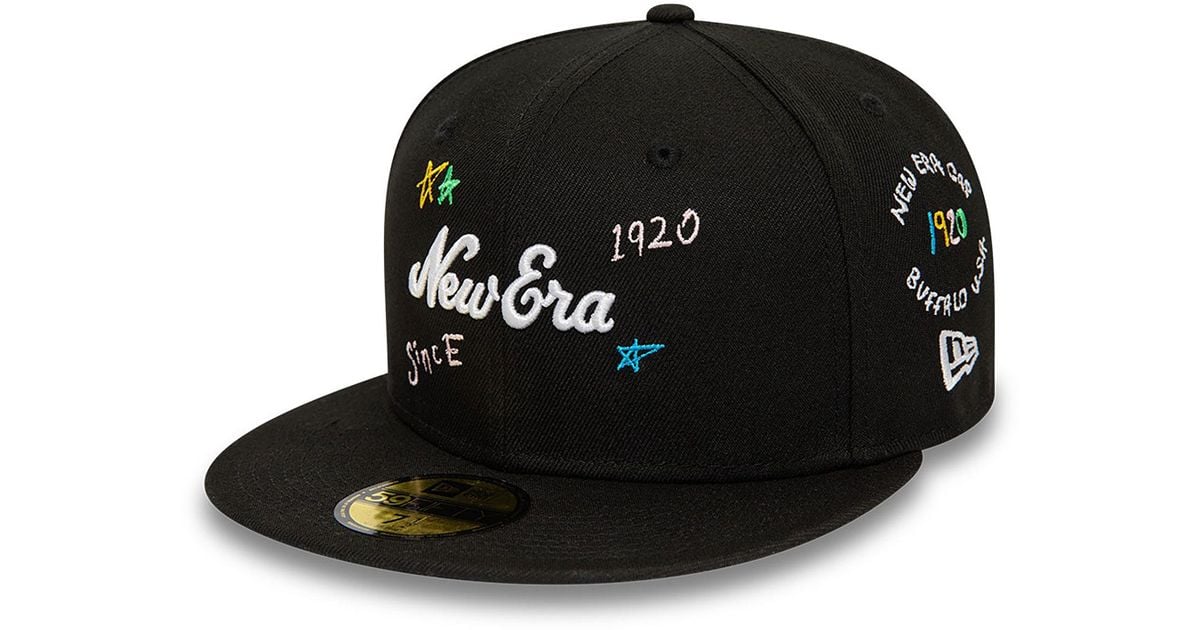 new era scribble graphic black 59fifty fitted cap