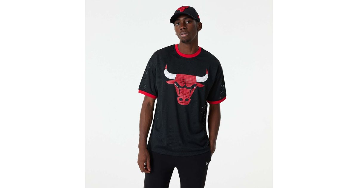 Ktz Chicago Bulls Nba Team Logo Mesh Oversized T Shirt In Black For Men Lyst Uk