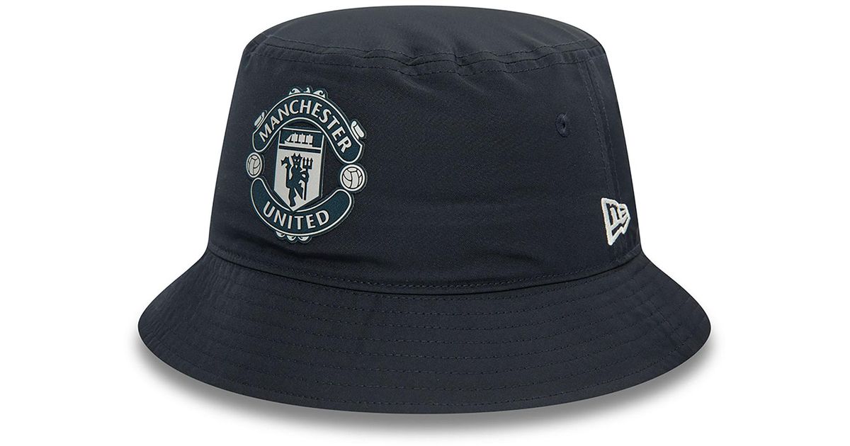 KTZ Manchester United Fc Rubber Woven Navy Bucket Hat in Blue for Men