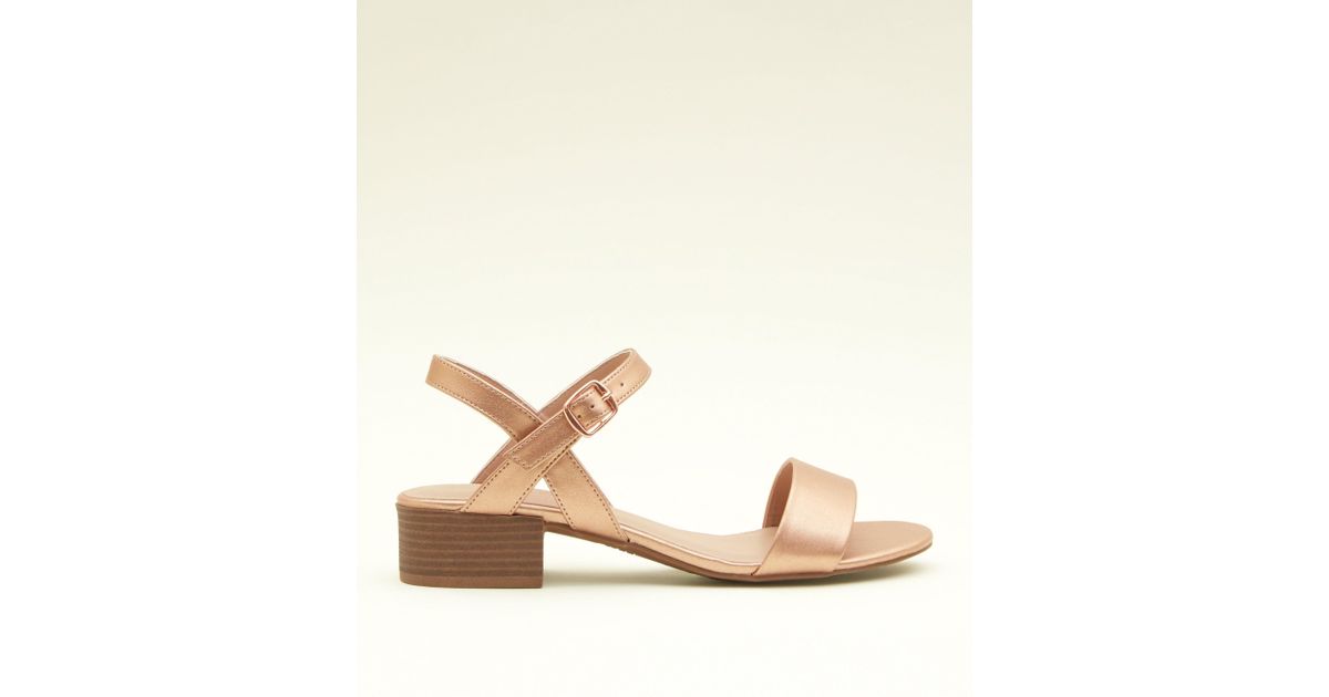 new look rose gold wedges