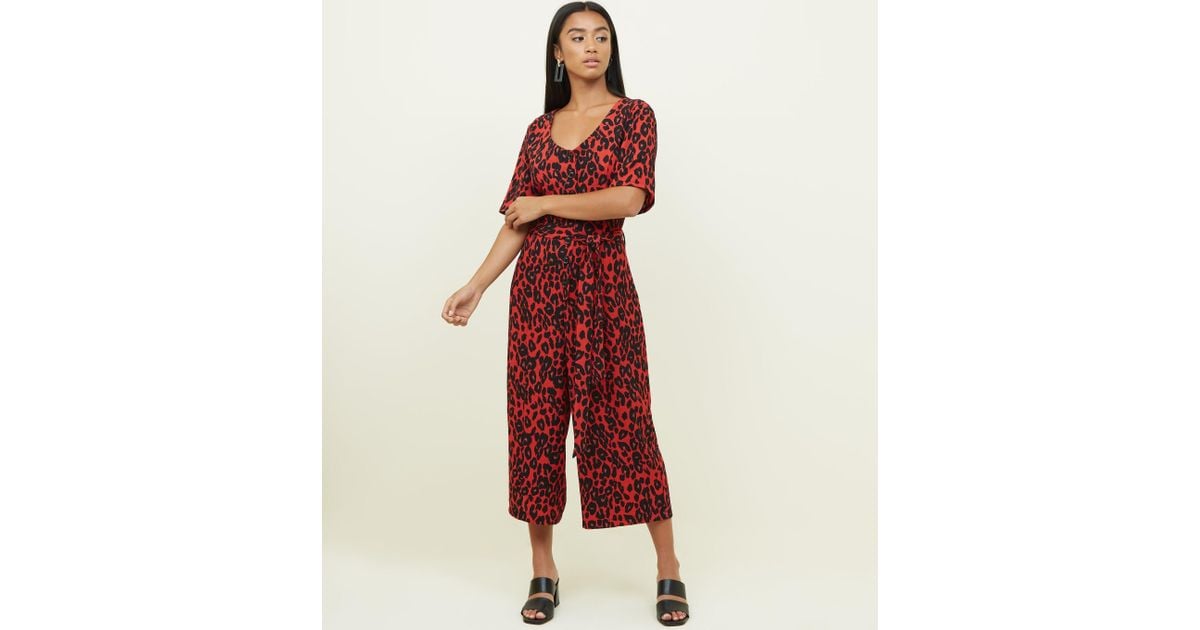 new look red leopard jumpsuit