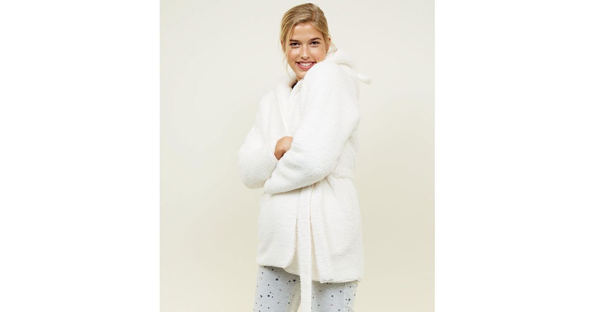 New Look Teddy Faux Fur Hooded Ears Dressing Gown in Cream (Natural) - Lyst