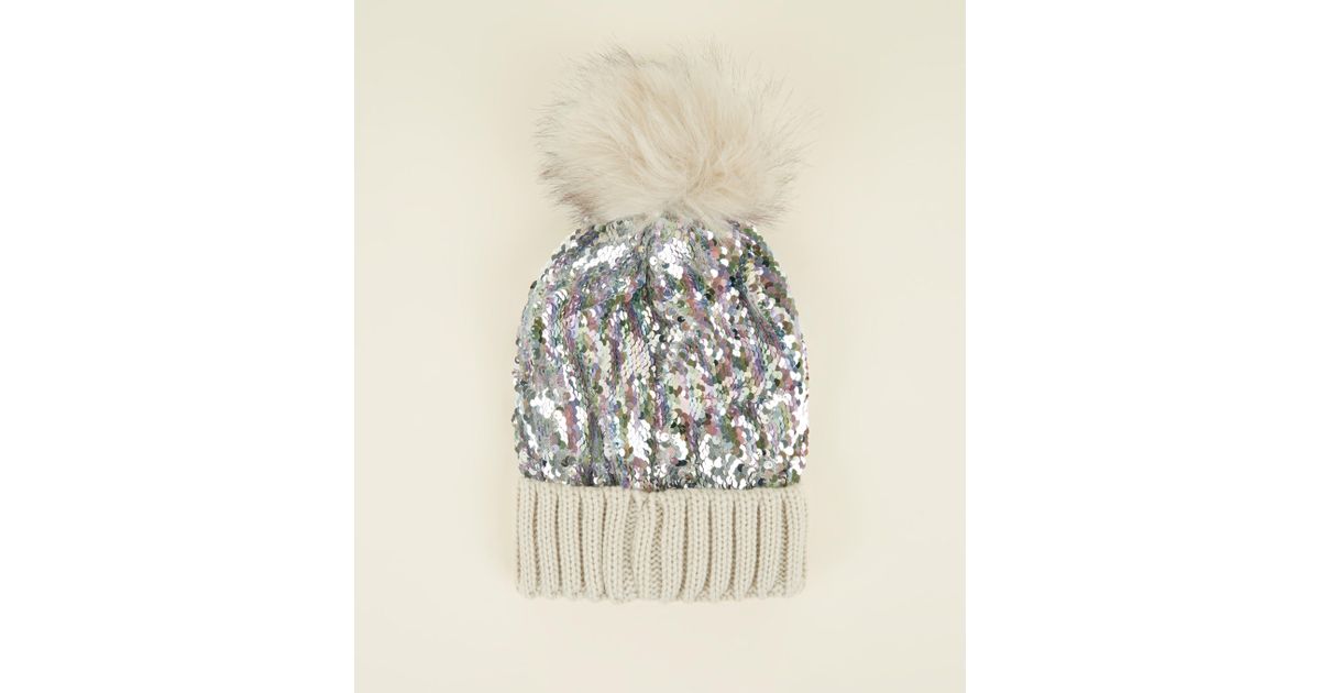 Sequin bobble hat Clearance