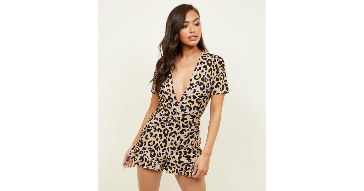 new look leopard playsuit