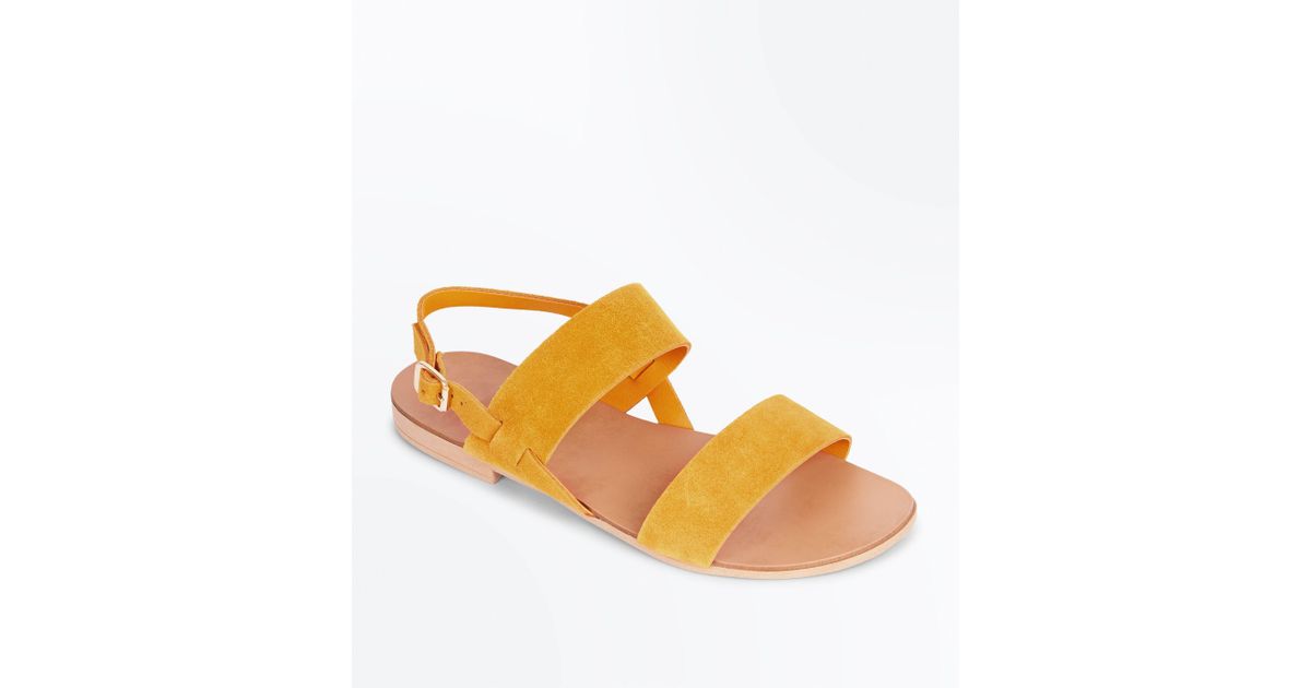 New Look Wide Fit Mustard Suede Double 