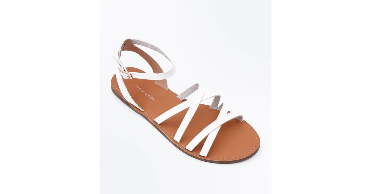 white flat sandals new look