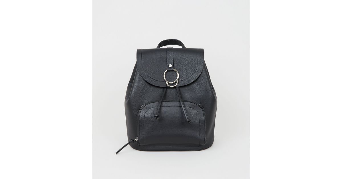 black leather look backpack