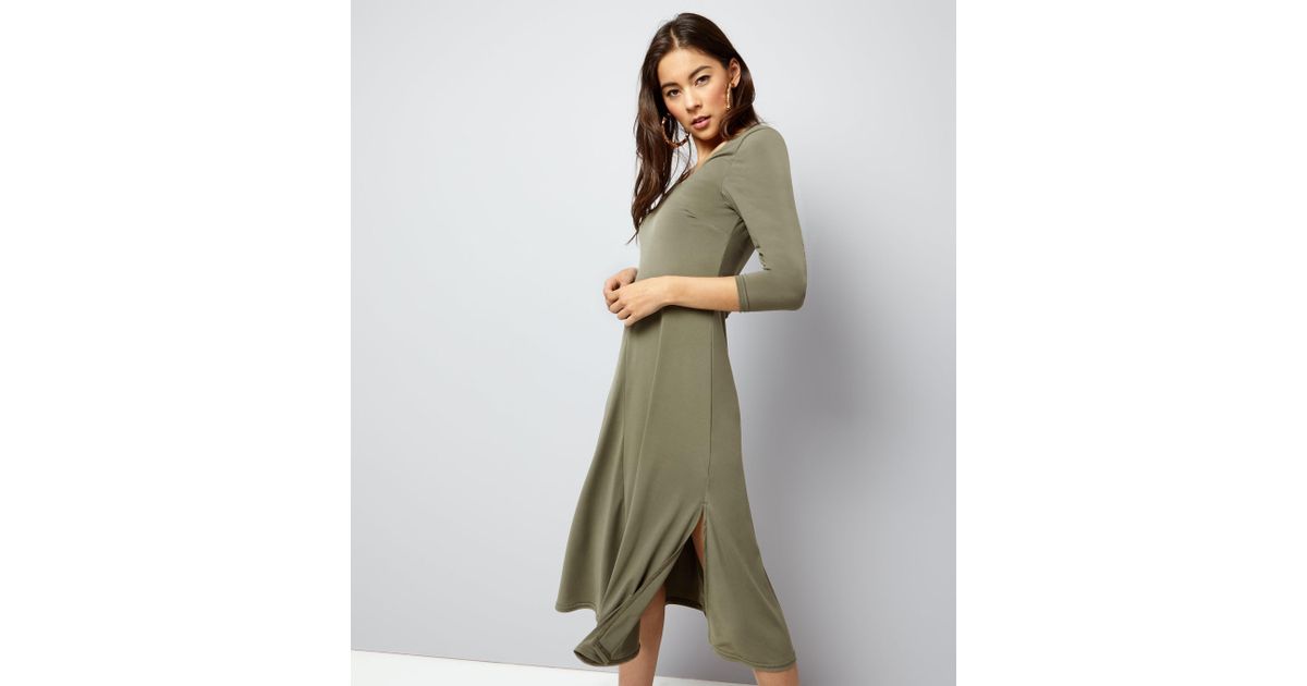 jersey midi skater dress