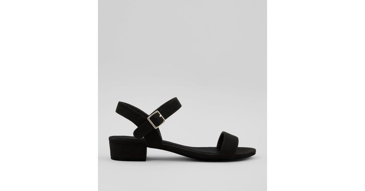 new look black low heel sandals