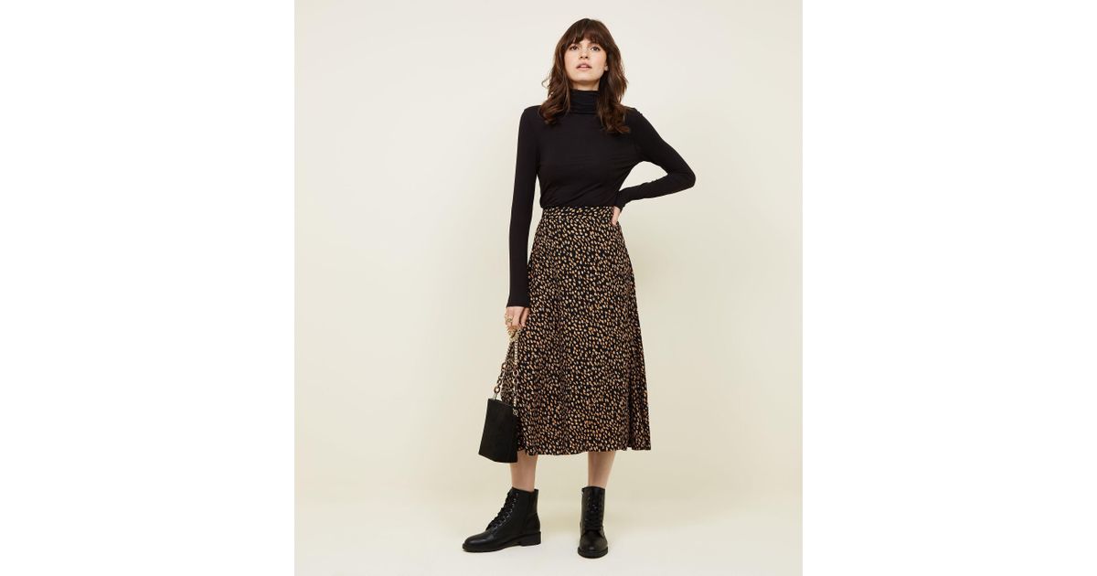 new look spot midi skirt
