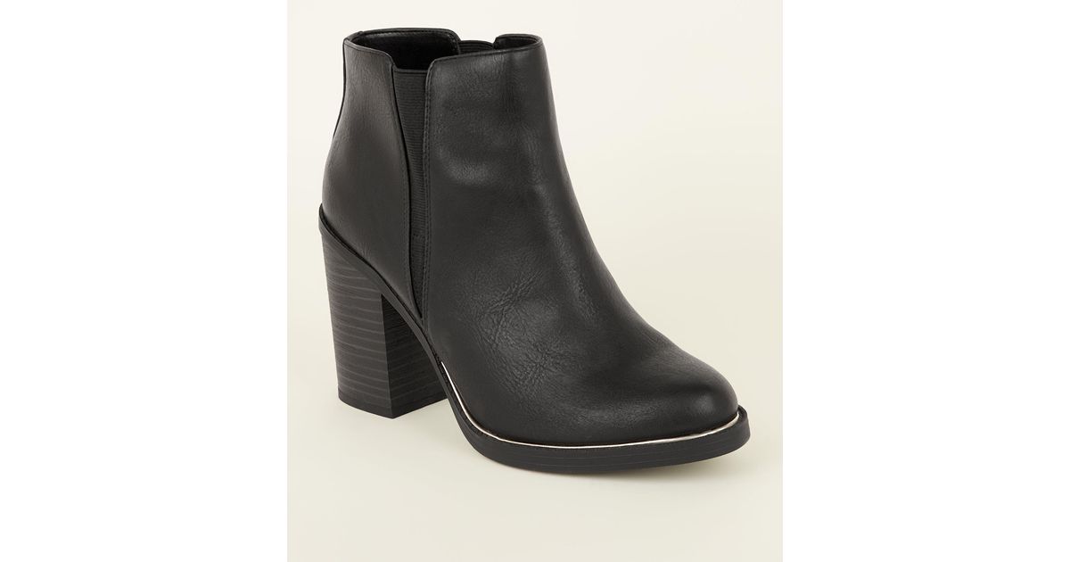 new look black block heel ankle boots