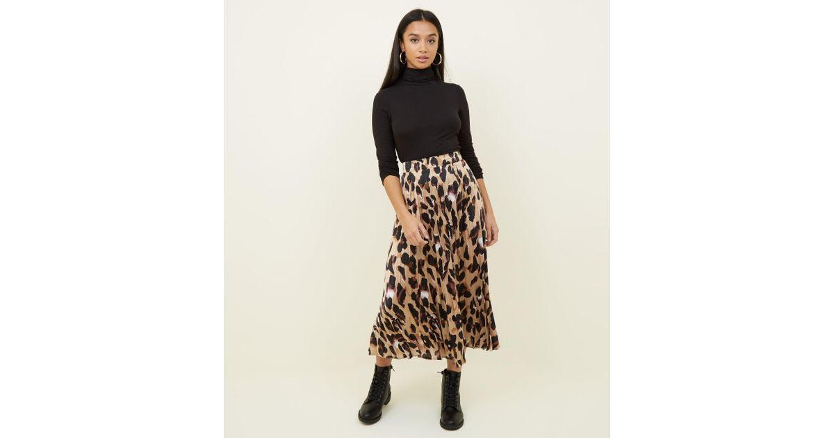 new look leopard print pleated dress