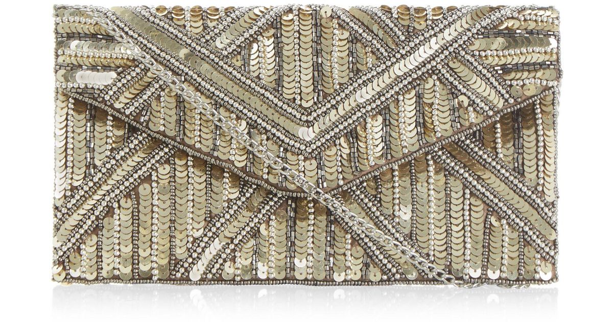 gold embellished clutch bag