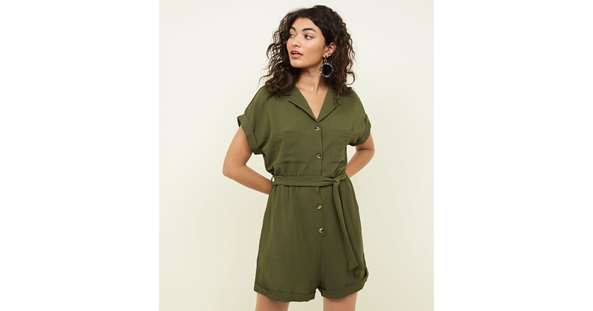 new look khaki playsuit