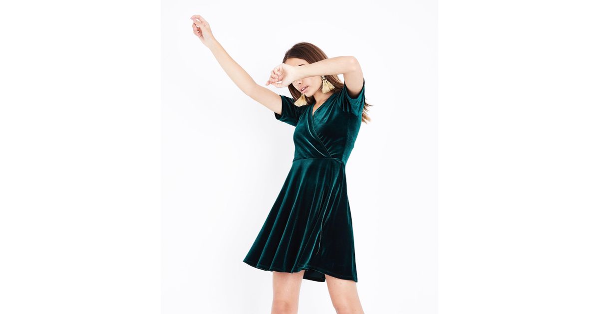 new look velvet wrap dress