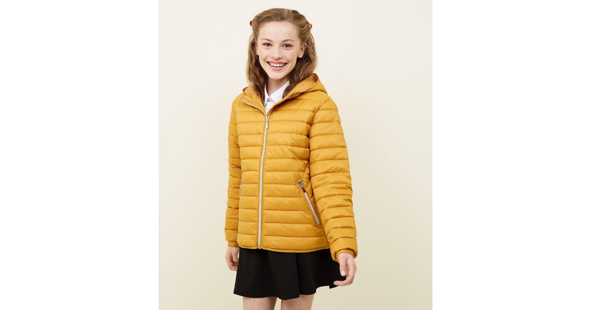 girls mustard puffer jacket