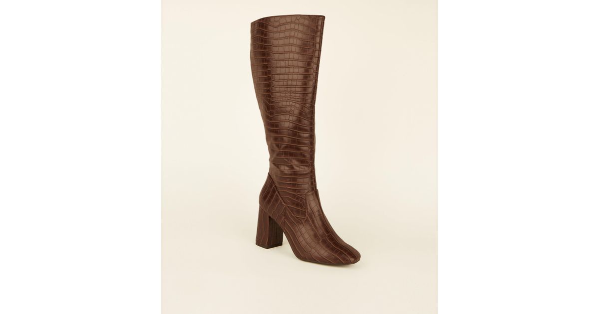 new look tan knee high boots