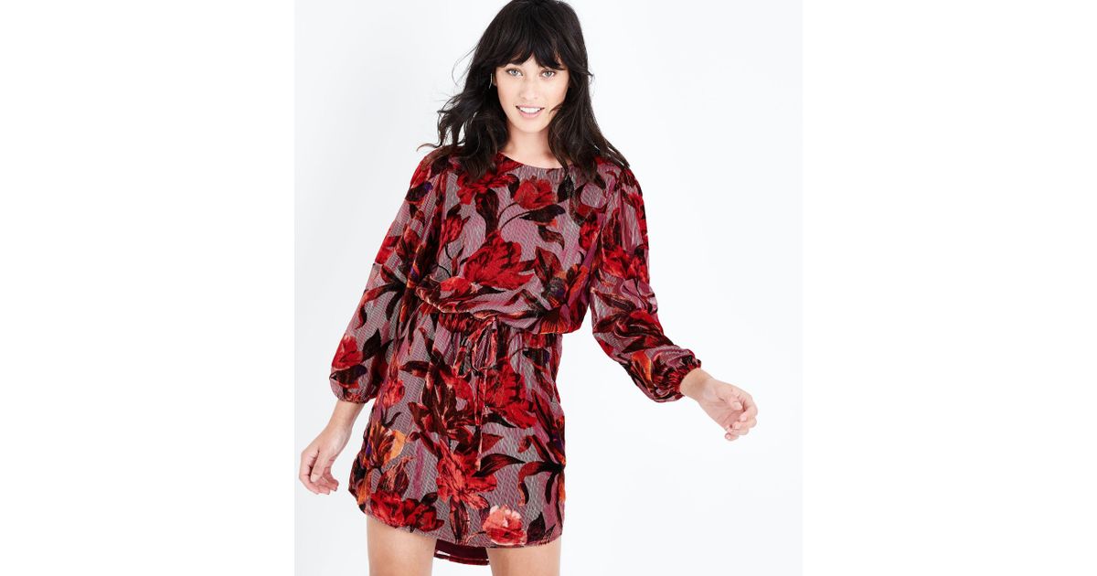 new look velvet burnout tunic dress