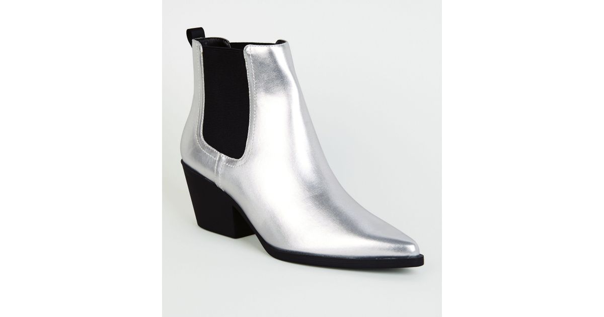 silver chelsea boots