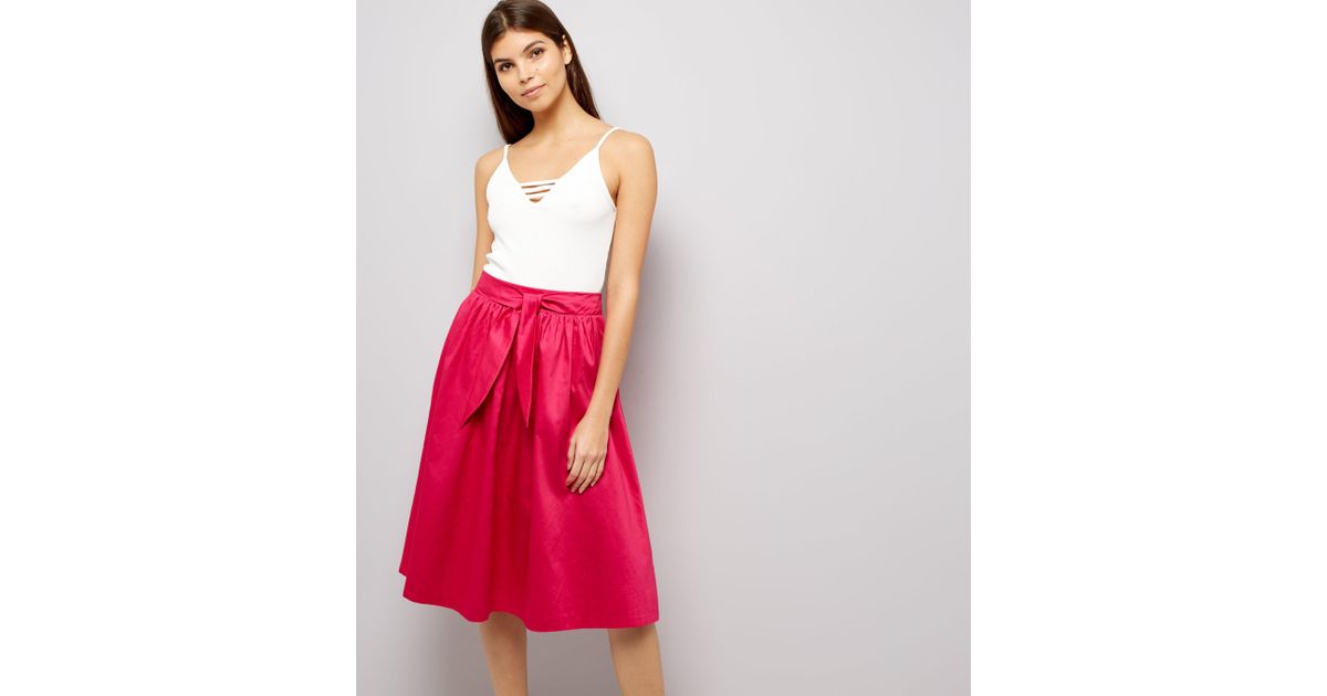 new look pink midi skirt