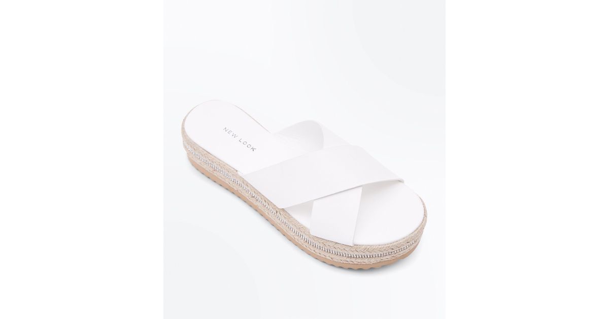 new look white flatforms