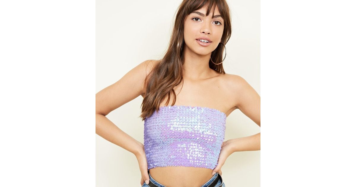 purple sequin bandeau top