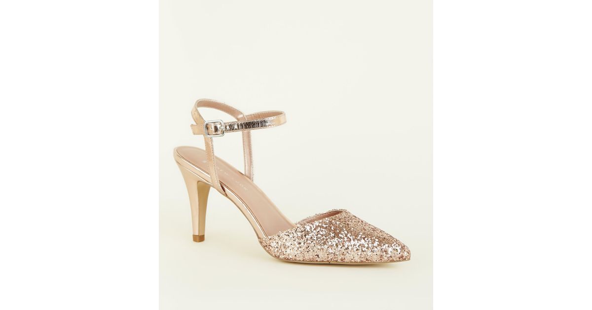 new look rose gold glitter shoes
